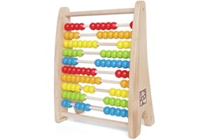 Hape Regenbogen-Abakus – Bunter Holz-Rechenrahmen mit 100 Kugeln, Zähl- und Rechenspielzeug zur Förderung mathematischer Fähigkeiten, ab 3 Jahren