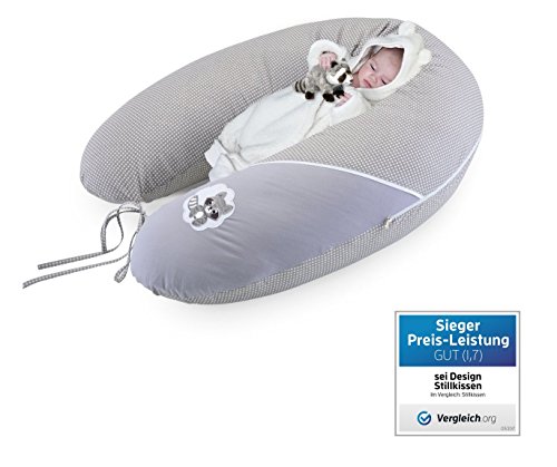 Sei Design® Stillkissen Schwangerschaftskissen XXL 190 x 30cm | Füllung: schadstoffgeprüfte 3-D Faserbällchen Ökotex zertifiziert. Bezug mit Reißverschluss und hochwertiger Stickerei.