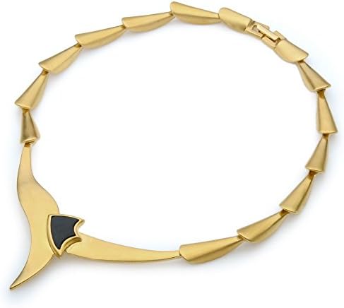 Statement Tribe Gold Plated Dragon Scale Necklace With Black Detail Sale