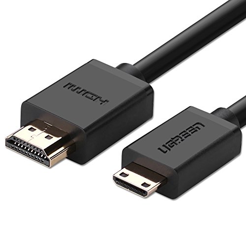Mini HDMI UGREEN Mini Hdmi auf Hdmi kabel mit Ethernet, mini hdmi zu hdmi kabel unterstützt ultra HD,1080P,3D &4K,ARC, mini hdmi to hdmi für Fernseher, Tablet, Monitor, HDTV, Digicam, Digitalkamera,Beamer, Grafikkarte usw, 2m schwarz