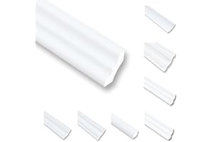 MDEKOR NS25 Moulures de plafond en polystyrène XPS, moulures en stuc, Baguette de finition blanc, 8 m, 15 x 25 mm, moulures décoratives, moulures de plafond