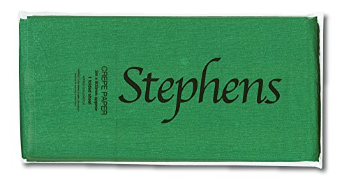 Stephens Crepe Paper - Green, 40% Stretch, 3m x 0.5m Sheet, Ideal For Gift Wrapping, Collages, Paper Chains, Stained Glass Windows