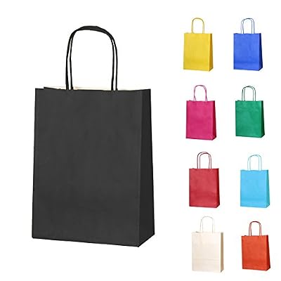Thepaperbagstore 10 Noir Petits sacs en papier avec poignées