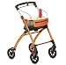 Produktbild Faltbarer Wohnungsrollator | Leichtgewichtrollator | Inkl. praktischem Tablett & Stoffkorb | Aluminium, besonders wendig | Für die Mobilität zu Hause (orange)