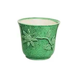 ShopMeFast Glossy Ceramic Pots Ceramic Planters for Indoor Plants/Planters,Home Decor,Garden Decor, Decorative Succulents Pot (Dia.:5 Inches, H:5 Inches.) (Green)