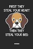  Beagle  Notizbuch: First They Steal Your Heart - Then They Steal Your Bed - Liniertes Beagle Notizbuch. Tolle Geschenk Idee für Beagle Besitzer und alle die Beagle Hunde lieben.