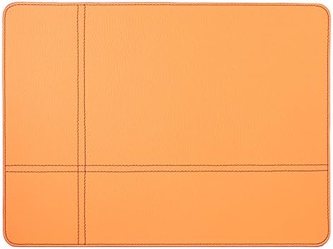 Nikalaz Placemat (1 piece), place mat 40 x 30 cm, table mat made of Recycled natural leather, Dining table decor (Orange)