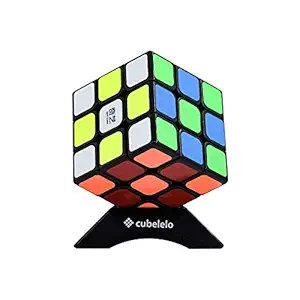 Cubelelo High Stability QiYi Sail 3x3 Black Magic Speed Cube Toy for Kids & Adults Magic Speedy Brainstorming Puzzles Cube (Multicolor)