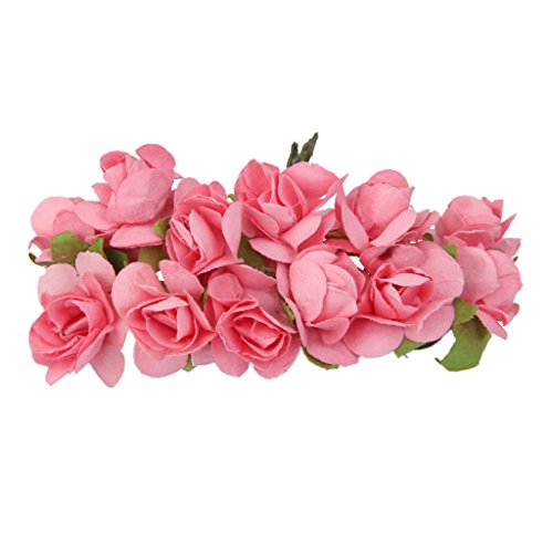 144 Stk. Mini Papier Rose Hochzeit Blumen für Handwerk Hochzeitsbevorzugungskasten (Rosa) - 4