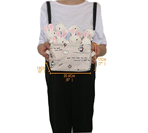 qseven Lagerung Organizer Körbe Original Leinen und Stoff Aufbewahrungskorb Boxen mit den um-Ohr auf beiden Seiten Kleine Größe für Tisch 20,3 x 17,8 x 15,2 cm Group4 - 5