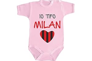 DANZA in VETRINA BODY NEONATO BIMBA BIMBO BEBÉ PIGIAMA Io Tifo Milan Tifoseria Cuore Rossonero Milanista Sport Calcio MANICA CORTA COTONE