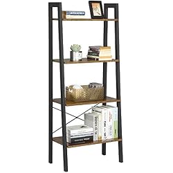 Yaheetech Bibliothèque Vintage Bois et Metal Étagère échelle à 4 Niveaux Rétro Industriel Meuble de Rangement sur Pieds pour Salon Cuisine Bureau Chambre Balcon 56 x 34 x 137,5 cm