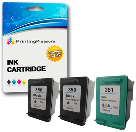 Printing Pleasure 3 XL (1 SET + 1 BLACK) Remanufactured Printer Ink Cartridges for HP Photosmart C4280 C4380 C4480 C4580 C5280 Deskjet D4260 D4360 | Replacement for HP 350XL CB336EE & HP 351XL CB338EE