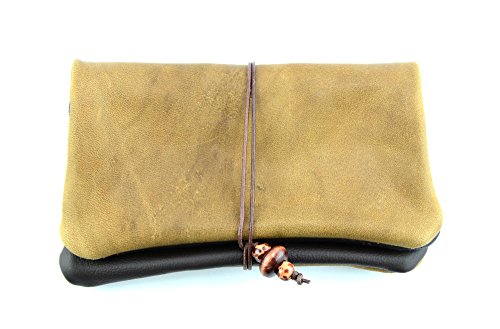 Preisvergleich Produktbild Tabakbeutel Echtleder Tabaktasche Oliv / Braun