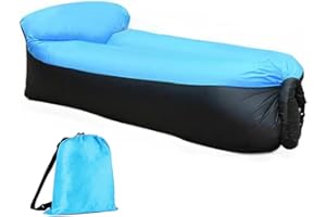 Swbburichy Hamac Gonflable Air Sofa Gonflable Imperméable avec Le Paquet Portatif pour Voyager, Camping, Randonnée, Piscine et Parties de Plage (Blue)