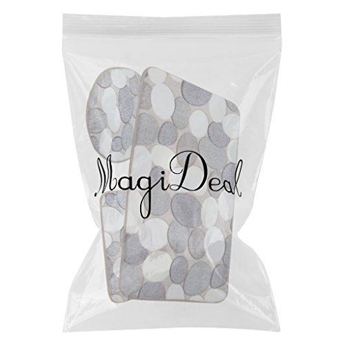 MagiDeal 3pcs Badematten Set Badezimmer Non-Slip Sockel Teppich + Deckel WC-Abdeckung + Badematte – Große Kieselsteine, One Size - 2