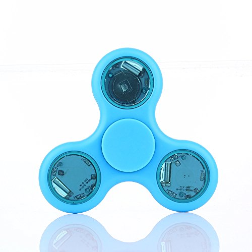 Kingko LED Light ABS Hand Spinner Tri Fidget Ball Desk Toy EDC Stocking Stuffer Kids Adult (Sky Blue)