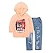 Produktbild URSING Kleinkind Baby Mädchen Lange Ärmel Kapuzenhemd Kapuzenpullover + Loch Denim Hose destroyed Zerrissene baggy jeans skinny röhrenjeans hose mit löchern loose fit jeans Kinderkleidung Outfits gesetzt (Orange, 110)