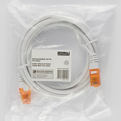 mumbi 2m CAT.5e Ethernet Lan Netzwerkkabel – CAT.5e (RJ-45) 2 Meter Kabel in weiss - 6