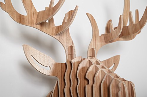 HROOME Rätsel Hirschkopf Wanddeko Hirschgeweih Deko Weihnacht Holz Dekorativ Hirschkopf Wanddekoration für Weihnachten - 8