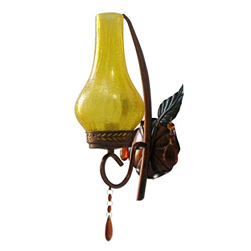 Preisvergleich Produktbild Amerikanische Land antike Kerosin-Wandlampe E27 Retro nostalgische Laterne-Wandlampe Schmiedeeisen mit gebrochenem Glaslampenschirm-Öllampe dekorativer Gang klassische Restaurant-Wandleuchte