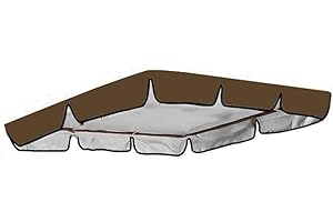 GLOBALHUT Toldo de repuesto para silla columpio, toldo de repuesto, toldo de asiento oscilante de 2 o 3 plazas, resistente al agua y a los rayos UV (195 x 125 x 15 cm, marrón)