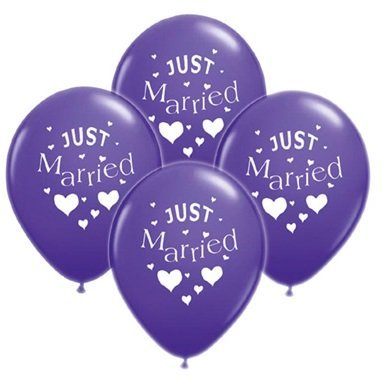 Luftballons Hochzeitsdeko Just Married lila violett - 10 Stück - 28cm