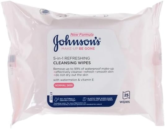 Johnson's Face Care Make Up Be Gone Refreshing Wipes - Pack of 25