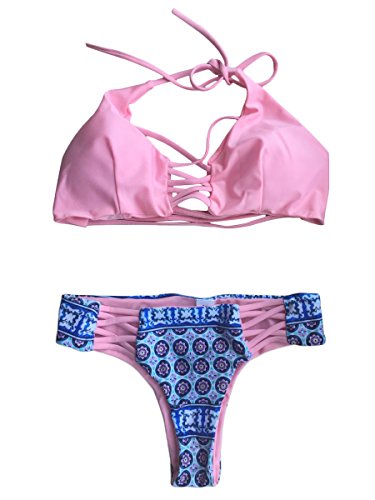 Summer Mae Damen Modisch Bikini Set mit Schnürung Neckholder
