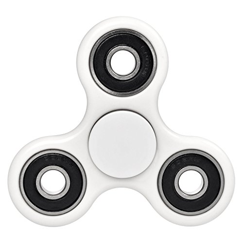 Tri-Spinner Fidget Hand Spinner Toy Stress Reducer EDC Focus Toy Relieves ADHD Anxiety and Boredom, Finger Toy, Great Gift,White
