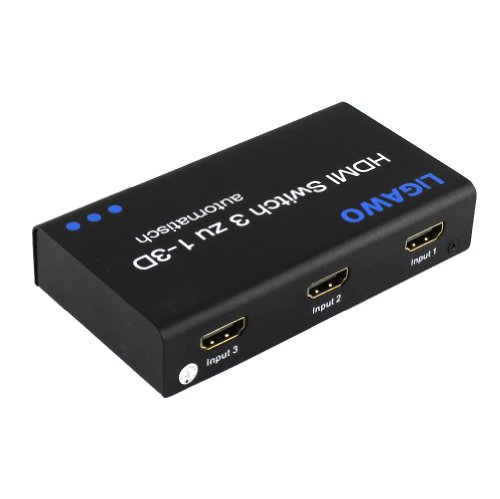 Ligawo ® HDMI Switch 3×1 3D automatisch mit Netzteil (funktioniert auch ohne) – bis zu 3 Geräte an einen Beamer/ Tv - 2