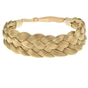 Winopey 5 Strands Synthetic Hair Braided Headband Hairpiece Classic Chunky Wide Plaited Braids ElasticMulti-Color Headband Ladies Beauty Headwear (Five dice B)