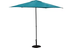 Hespéride - Parasol Droit Rond Soya Bleu - D2,7m - Haute Protection UV, Toile Amovible Déperlante et Orientable - Structure en Acier Traité Antirouille