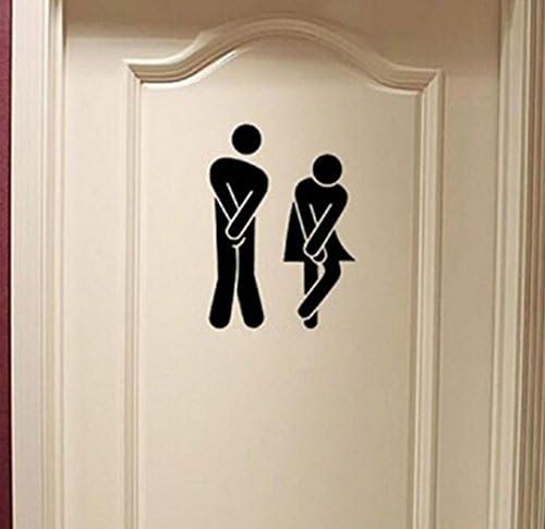 Cute Shy Man Woman toilet wall sticker, eenkula Family Removable Wall Decal DIY Sticker Decoration Supplies