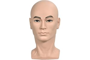RSM Cabeza de maniquí WanSi masculina calva para crear pelucas y mostrar sombreros o gafas. Con soporte