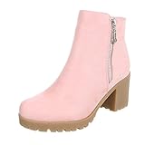  Zapatos para mujer Botas Tacón ancho Classic Botines Rosa Tamaño 38