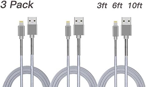 Lightning Cable, Landhoo iPhone Charger Cable - 3 pack 1M 2M 3M Nylon Braided High Speed Ultra Durable Apple Lightning Cable for iPhone 7/7 plus/6s/6s plus/6/6 plus/SE/5s/5c/5, iPad, iPod (Space Gray)