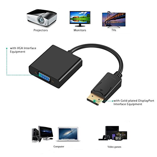 Easy-Link DP auf VGA / DisplayPort zu VGA Kabel Konverter, DisplayPort to VGA (Male to Female) Cable for PC Monitor Projector - 5