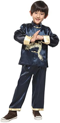Yodensity Boys Tang Suit Embroidered Dragon Kung Fu Outfits Traditional Chinese Costume