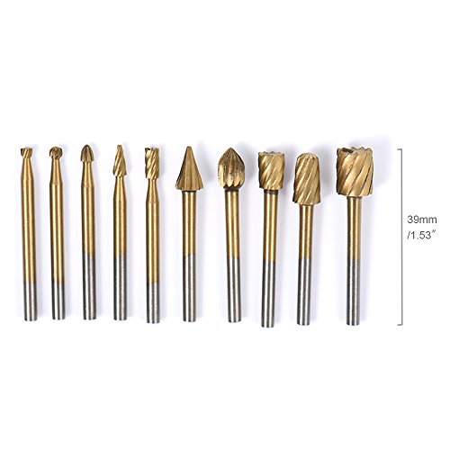 JTENG 10 Teilig Bohrer Fräser Set Raspel Set Bohrmaschine Kugelfräser Zylinderfräser Zapfenfräser Konusfräser Fur Dremel Kabelgebundenes Multifunktionswerkzeug Schleifen, Schleifen, Polieren - 6
