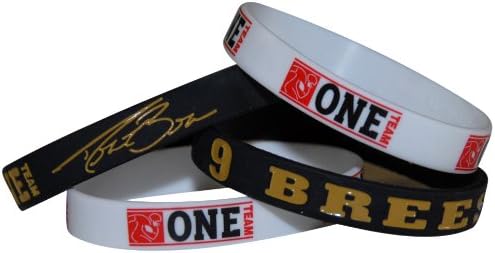 NFL New Orleans #9 Drew Brees Official Signature Wristband With Bonus NFLPA One Team Football Wristband (Medium)