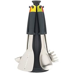 Joseph Joseph - Elevate - Set de 5 Ustensiles de Cuisine en Acier Inox avec Porte-ustensiles en Carrousel - Multicolore