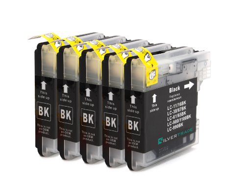 5x schwarz LC1100BK LC980BK Patronen kompatibel zu Brother für Brother MFC-250C MFC-255CW MFC-290C MFC-295CN MFC-297C MFC-490CN MFC-5490CN MFC-5890CN MFC-790CW MFC-795CW MFC-6490CW MFC-6890CDW MFC-990CW DCP-145C DCP-163C DCP-165C DCP-167C DCP-185C DCP-195C DCP-365CN DCP-373CW DCP-375CW DCP-377CW DCP-383C DCP-385C DCP-J715W