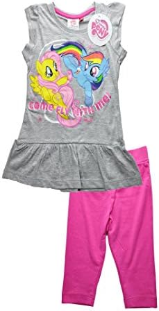 KidishopNew Girls Official Licensed My Little Pony Short Sleeve Tunic Legging Dress Set (122cm (7 Years), Design 1)