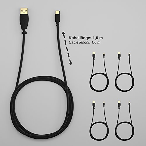 5 x KabelDirekt 1m schwarzes Micro USB 2.0 Kabel – TOP Series - 3