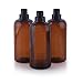 3PCS 500ml/16.6OZ Refillable Empty PET Plastic Pump Bottles Jars with Pump Tops for Makeup Cosmetic Bath Shower Toiletries Liquid Containers Leak Proof Portable Travel Accessories(Brown)