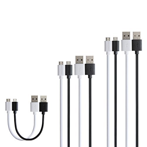 CableCreation 6 Pack Premium Micro USB Cable Set, Assorted Lengths (0.5ft,4ft,6ft) & Assorted Colors (White & Black), High Speed USB 2.0 A Male to Micro USB B Male Sync Charge Cables, White+Black