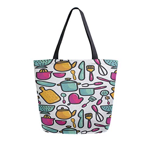Preisvergleich Produktbild Küche Kochwerkzeug Tragbare Große Doppelseitige Casual Leinwand Tragetaschen Handtasche Schulter Wiederverwendbare Einkaufstaschen Reisetasche Für Frauen Männer Lebensmittelgeschäft Reise