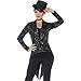 Produktbild Amakando Glitzer Paillettenfrack - S (34/36) - Showgirl Frack Damen Frauen Gehrock Karneval Jacke Dompteuse Zirkusdirektorin Jackett Zirkus Kabarett Schwarzer Damenfrack