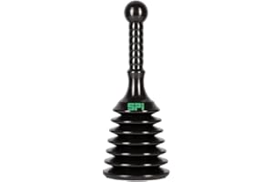SPi Sink and Drain Plunger for Bathrooms, Kitchens, Sinks, Baths and Showers. Small and Powerful, Commercial Style 'Plumbers Plunger' with Large Bellows